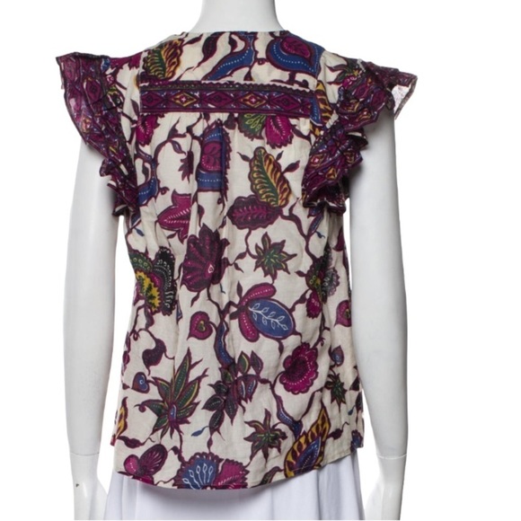 Love the Label New Ruffle Flutter Sleeve Floral Print V Neck Blouse Shirt S Boho - Picture 3 of 15
